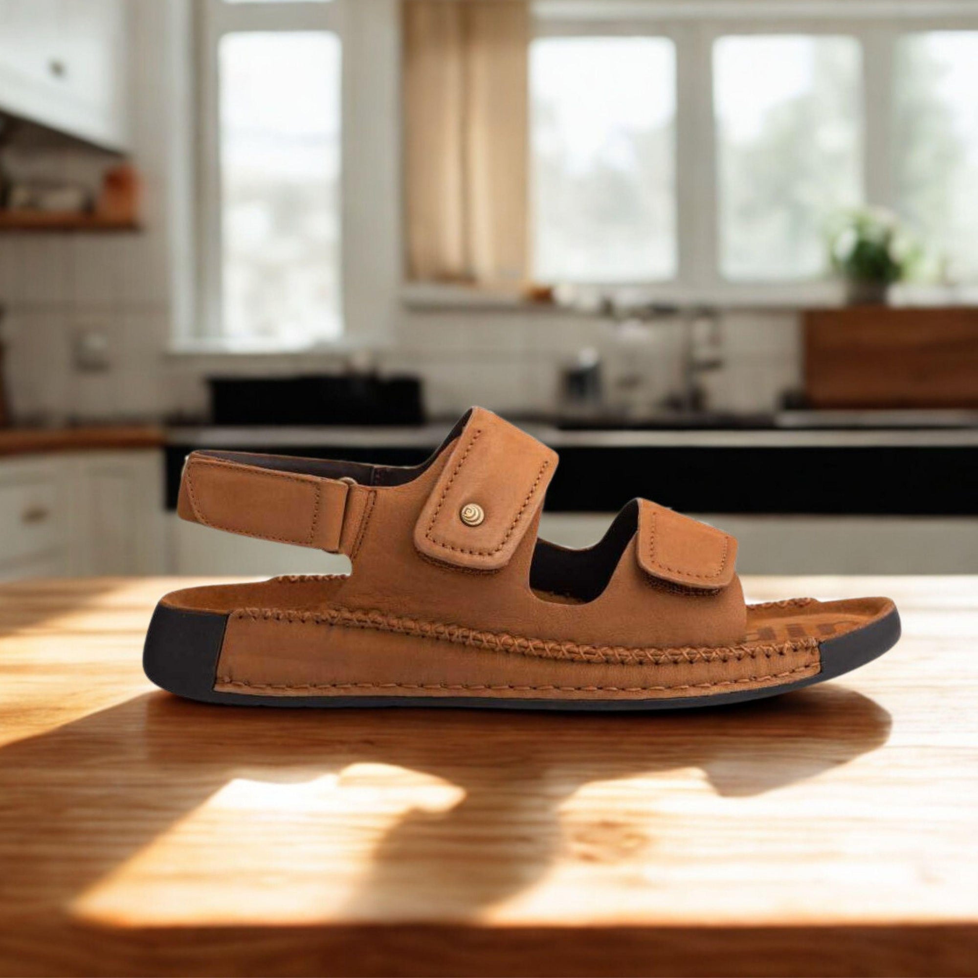 Riviera: Camel Nubuck Sandal