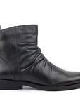 Colette Gathered Black Ankle Boot