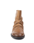 Colette Gathered Tan Ankle Boot