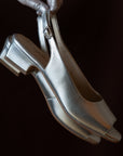 Aether Silver Open-toe Slingback