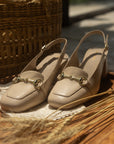 Geneva Nude Square-top Slingback