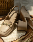 Geneva Nude Square-top Slingback