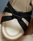 Madellin Black Knotted Leather Platform