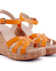 Camille Orange Wedge Sandal