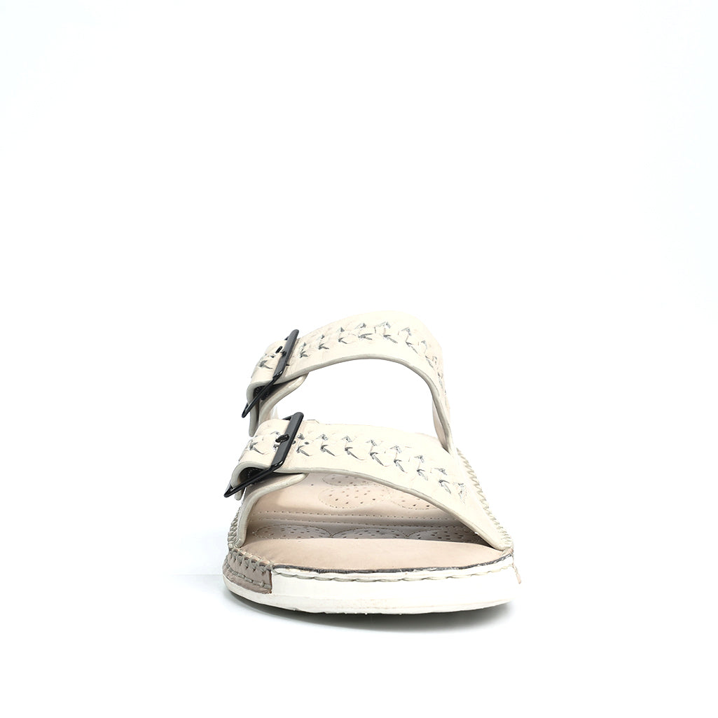 Soul Cloud: Offwhite Woven Dual-strap Sandal