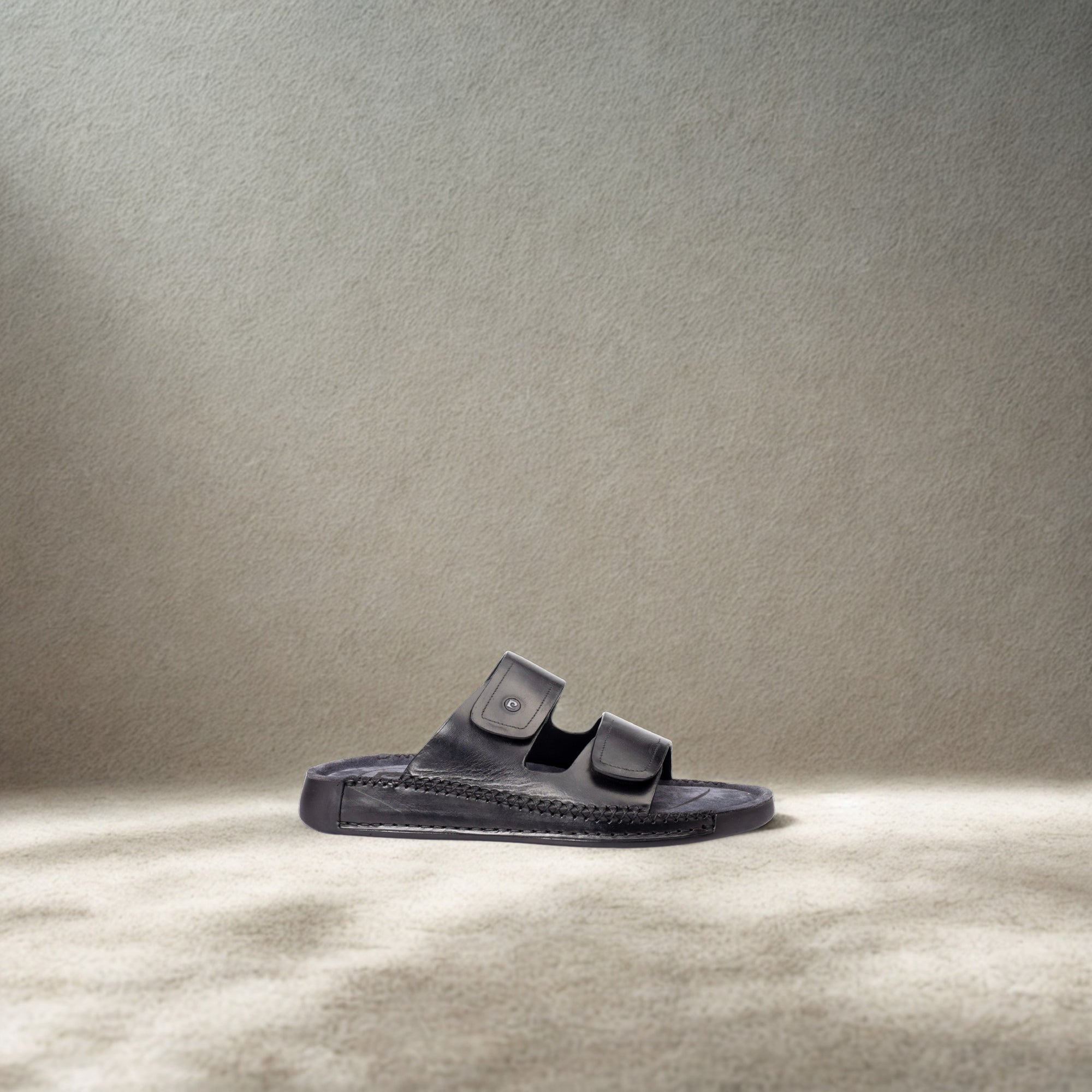 Riviera: Black Polished Strapless Sandal
