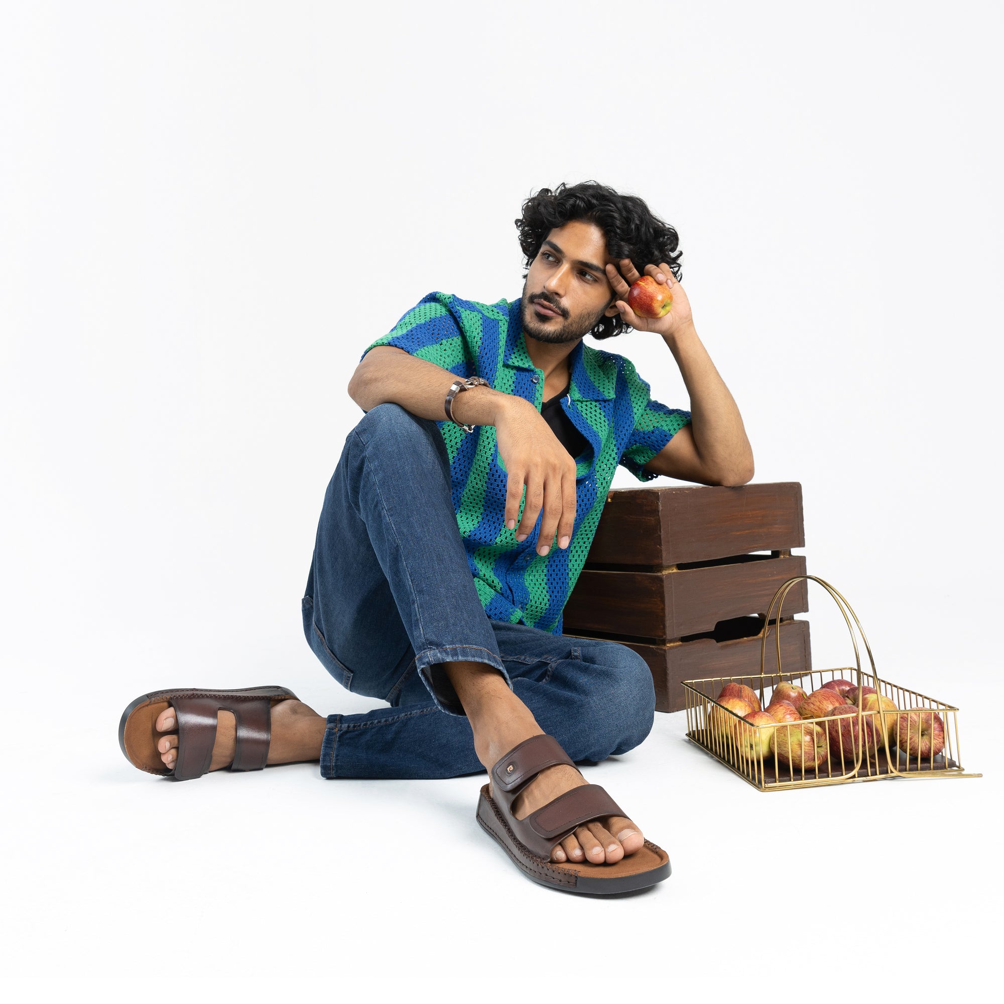 Riviera: Mid-brown Polished Strapless Sandal