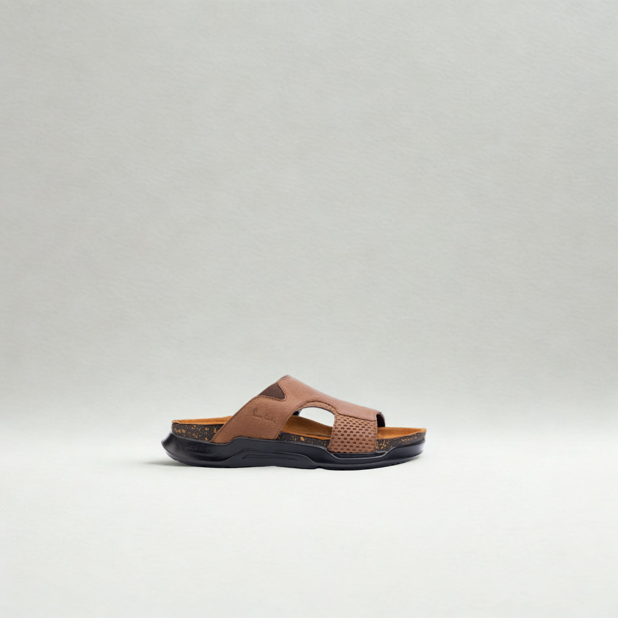 Embrace: Tan Stonewashed Elastic Slides