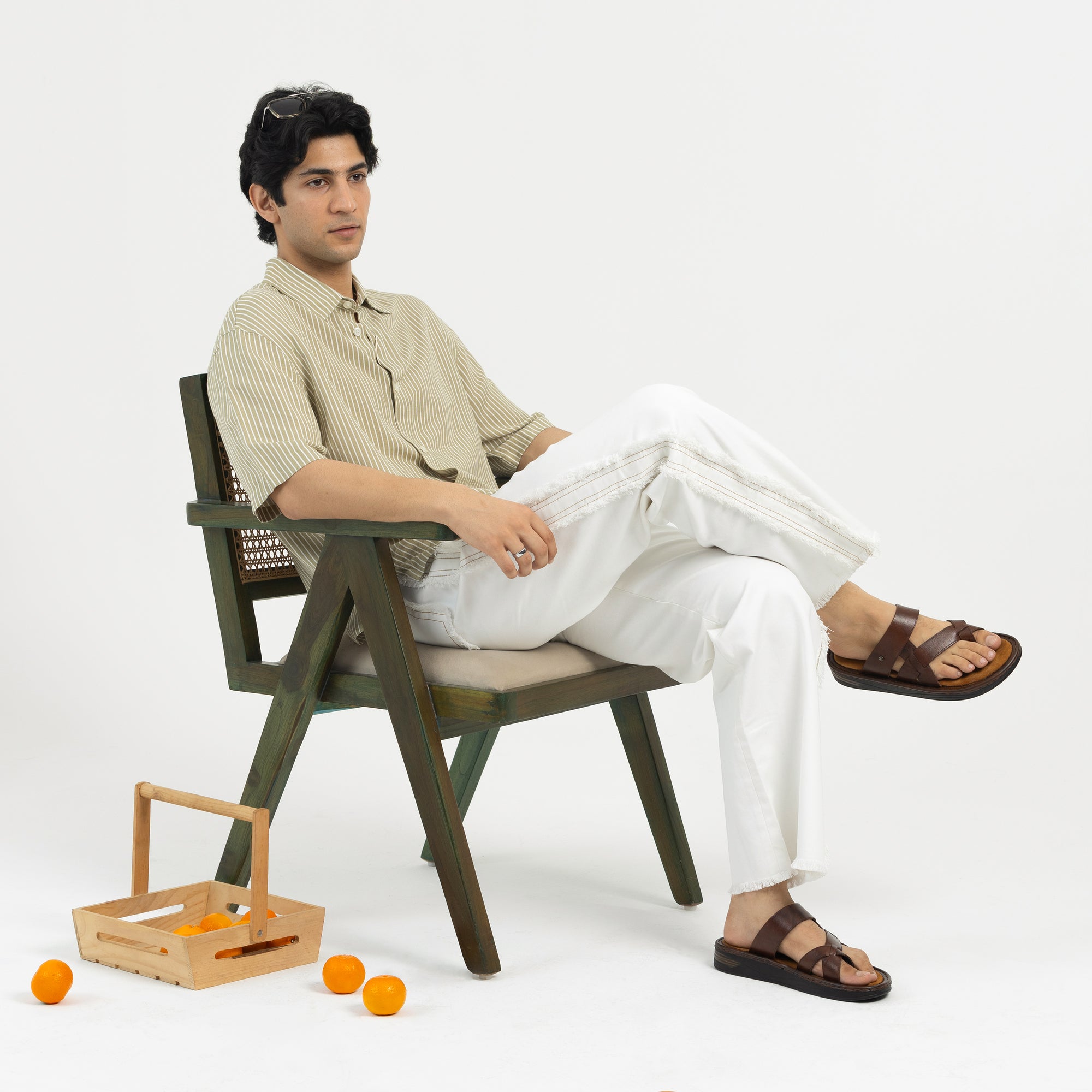 Hudson: Cross-Strap Brown Sandal