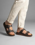 Azur: Brown Adjustable Dual-Strap Sandals