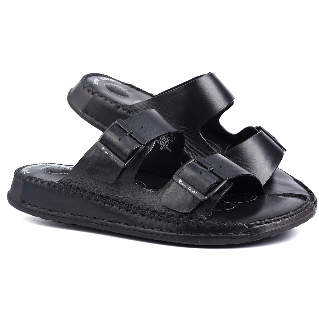 Soul Cloud: Black Adjustable Dual-strap Sandal