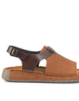 Riviera: Camel Textured-Polished Sandal