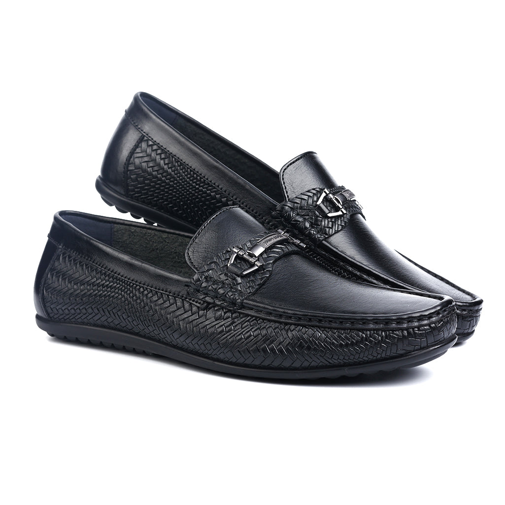 Pierre Cardin Men's Black Loafers Moccasin Shoes