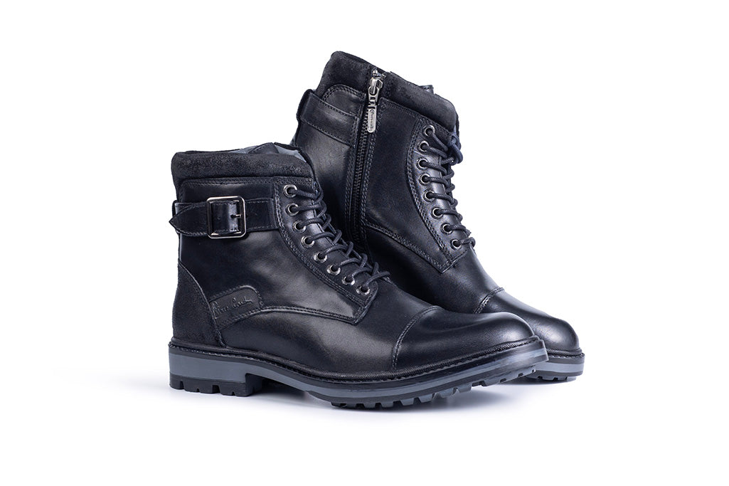 Pierre Cardin Black Cap Toe Boots Formal Oxford