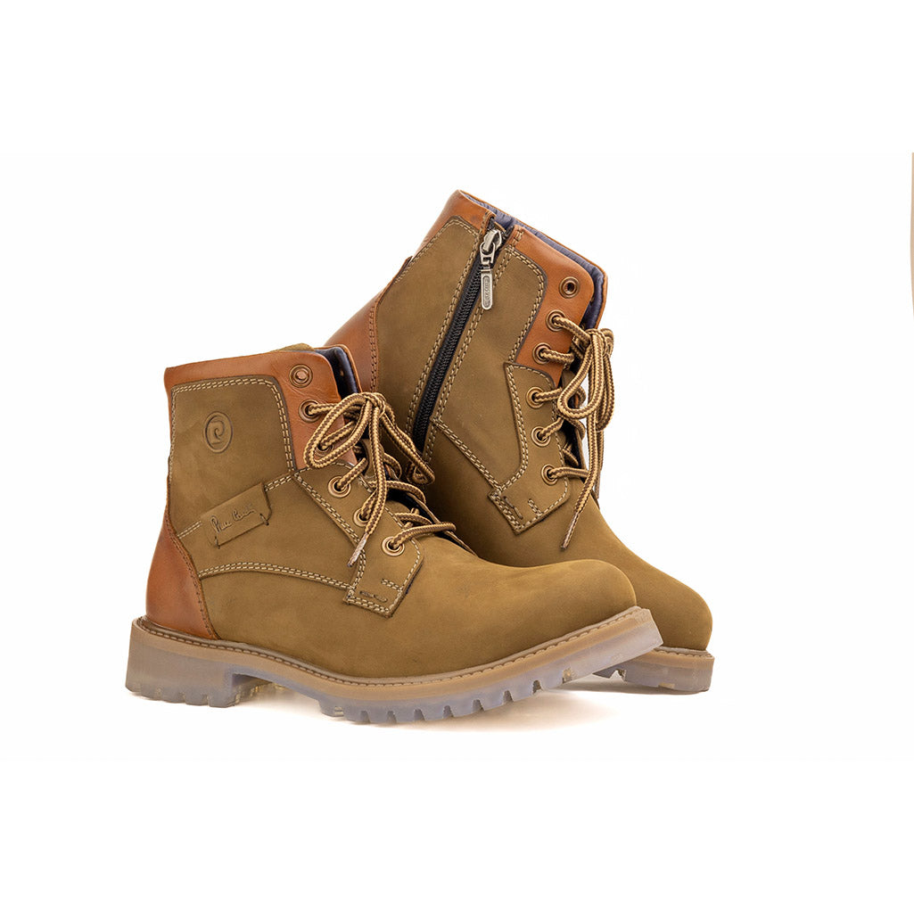 Andes: Olive Suede laceup boots