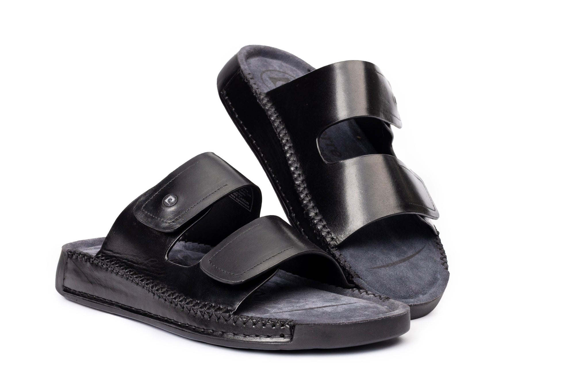 Riviera: Black Polished Strapless Sandal