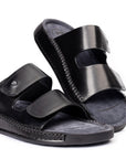 Riviera: Black Polished Strapless Sandal