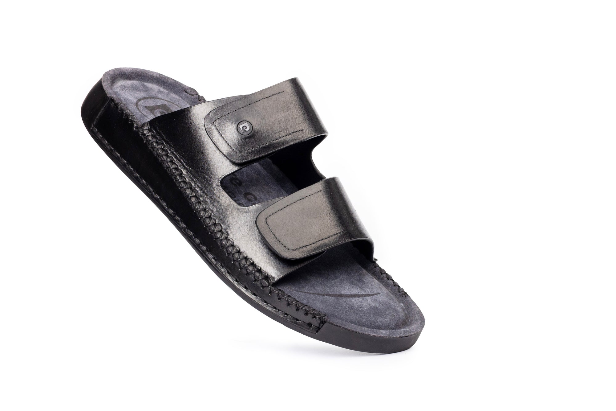 Riviera: Black Polished Strapless Sandal