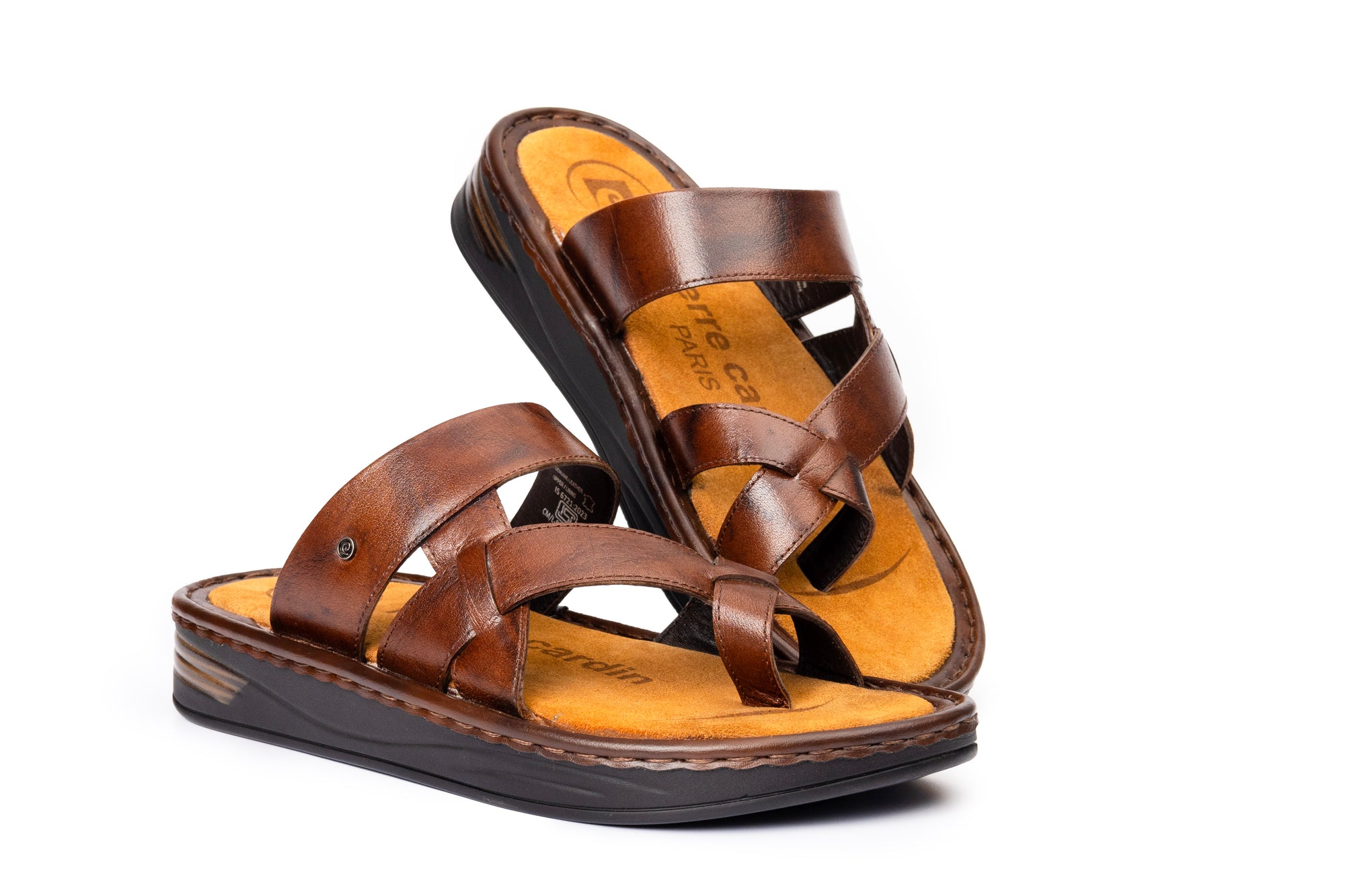 Hudson: Cross-Strap Brown Sandal