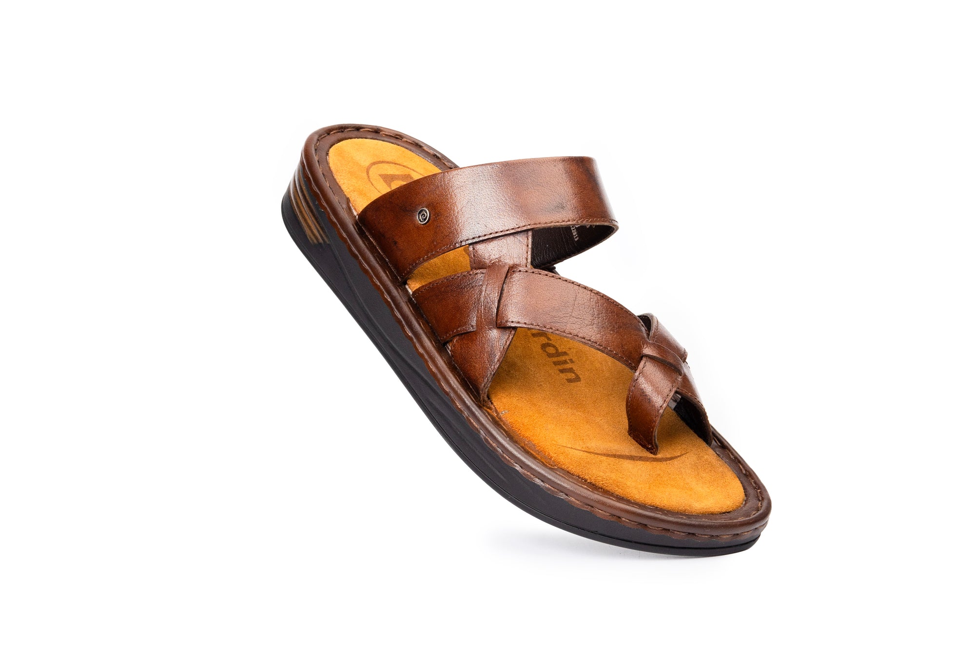 Hudson: Cross-Strap Brown Sandal