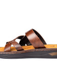 Hudson: Cross-Strap Brown Sandal