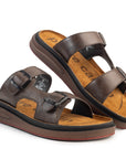 Azur: Brown Adjustable Dual-Strap Sandals