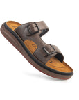 Azur: Brown Adjustable Dual-Strap Sandals