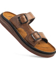 Azur: Tan Adjustable Dual-Strap Sandals
