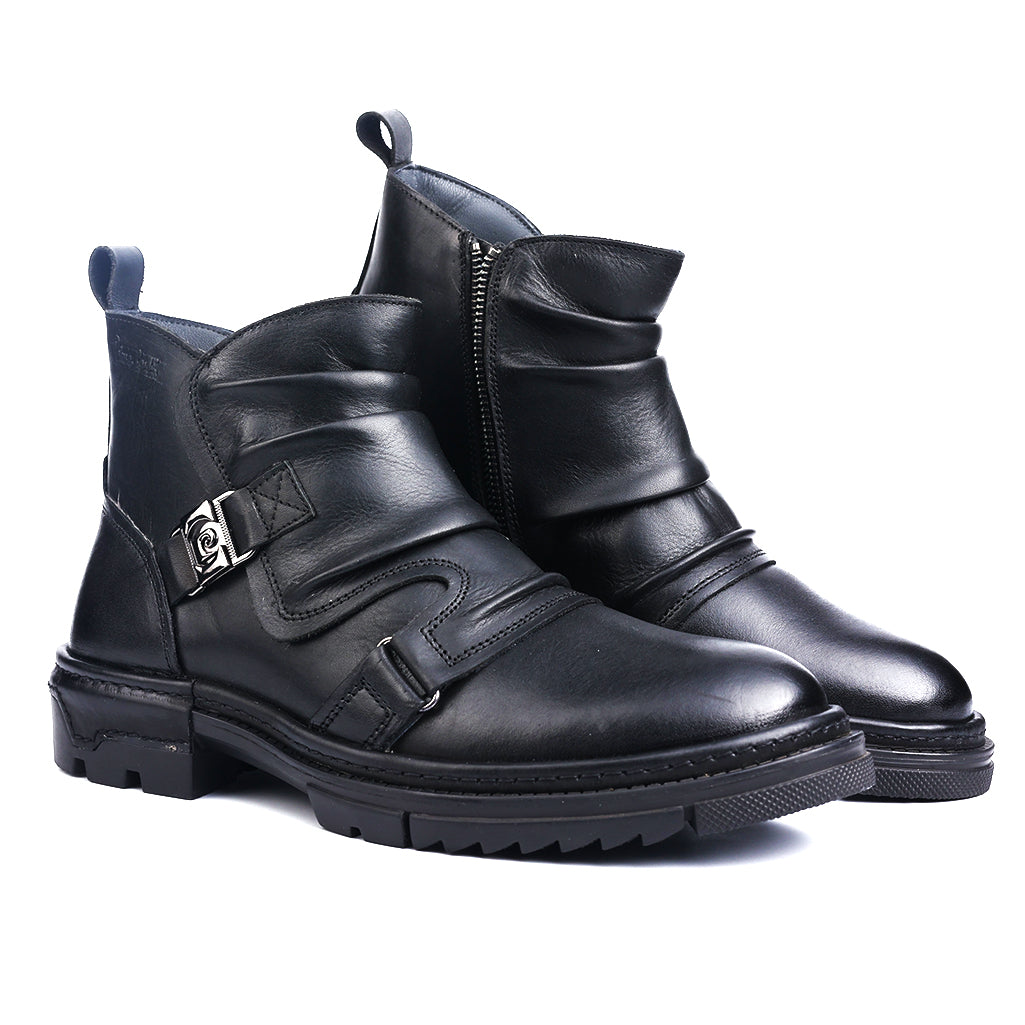 Atlas: Black Biker-styled Boots