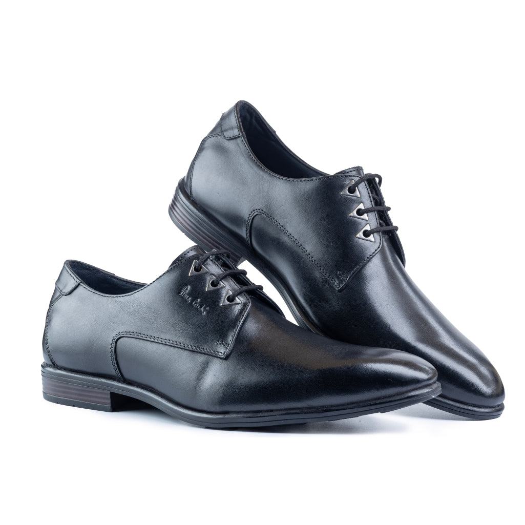 Pierre Cardin Tuscan Black Derby Leather Shoes For Men  display picture 2