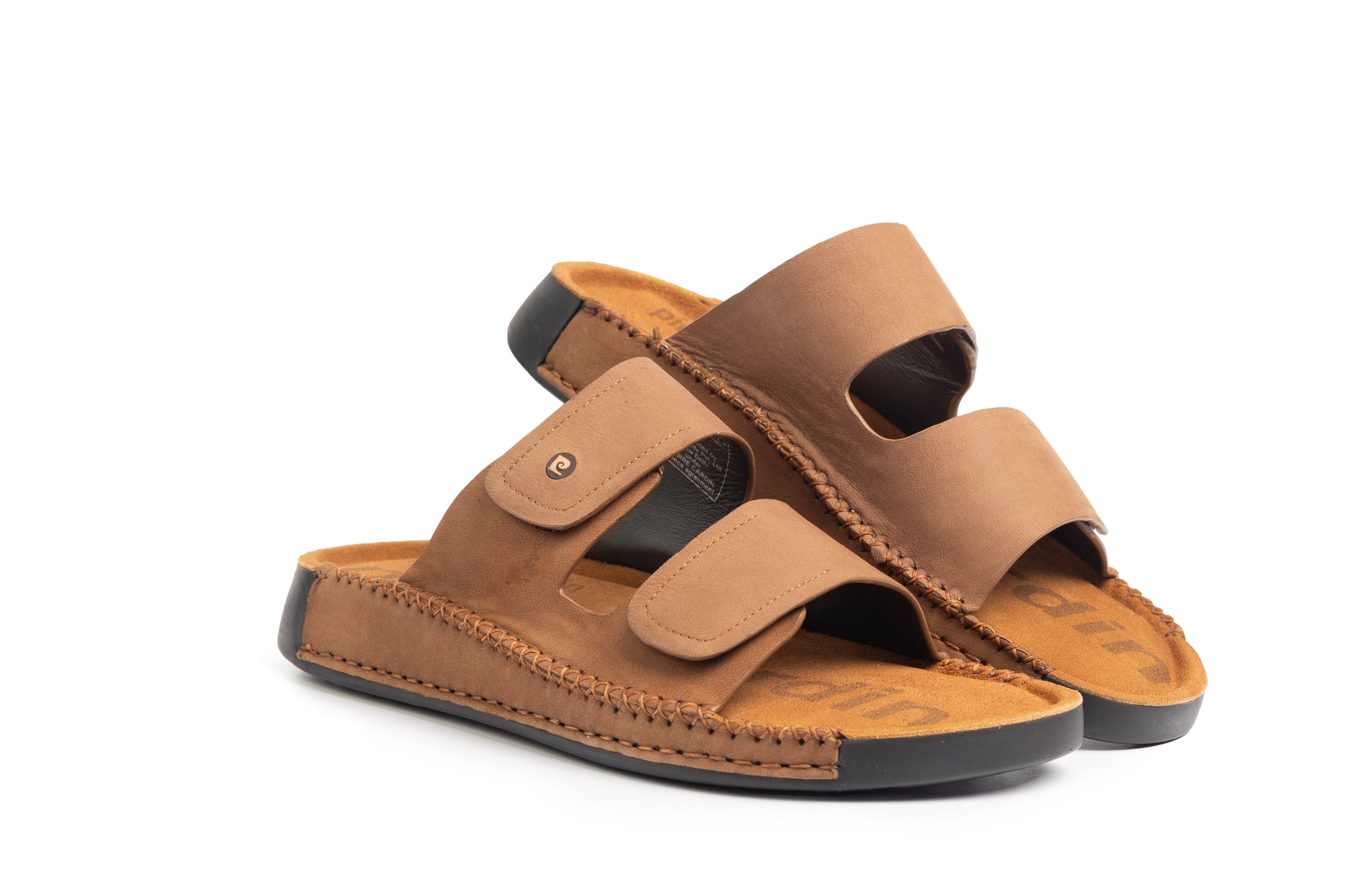 Riviera: Camel Nubuck Strapless Sandal