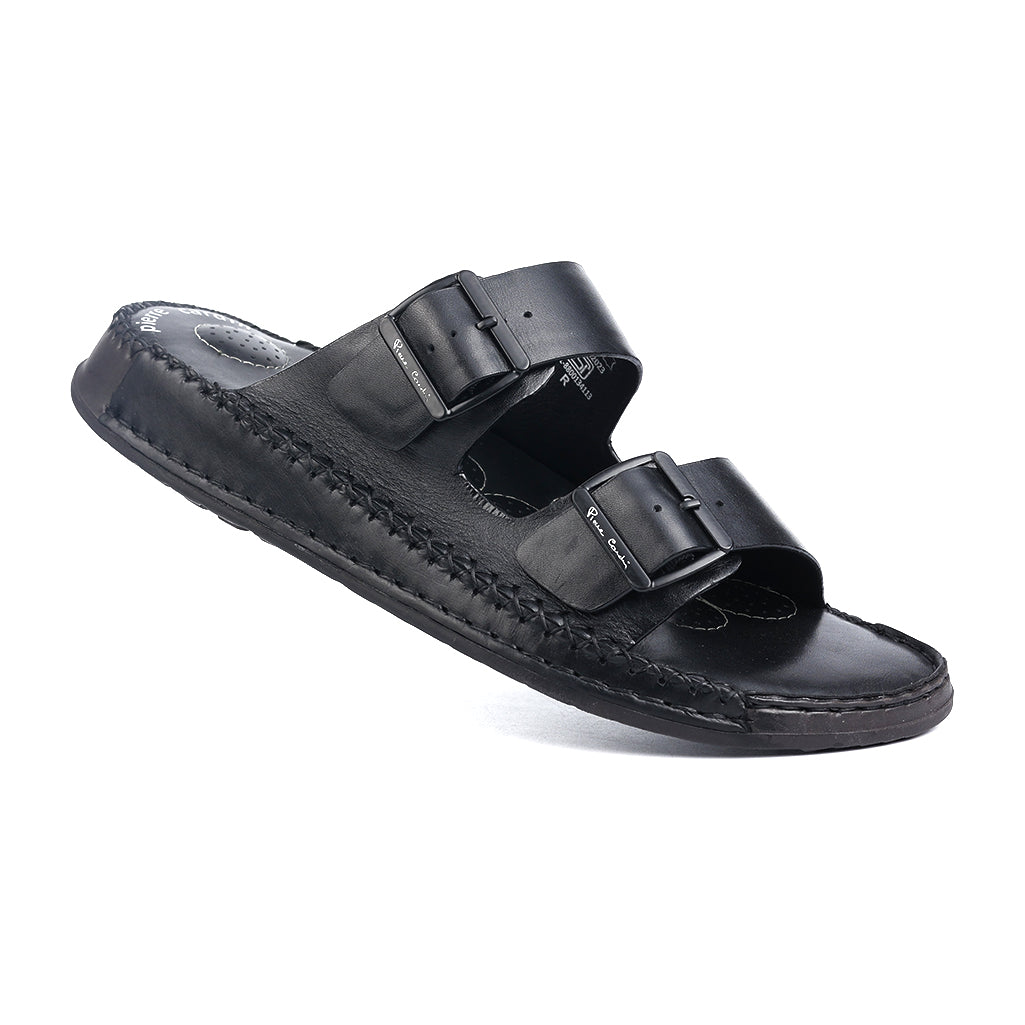 Soul Cloud: Black Adjustable Dual-strap Sandal