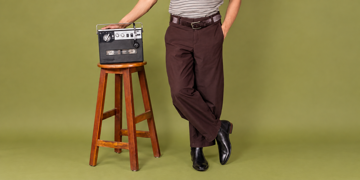 Pierre Cardin Paris black Chelsea boots with a vintage radio