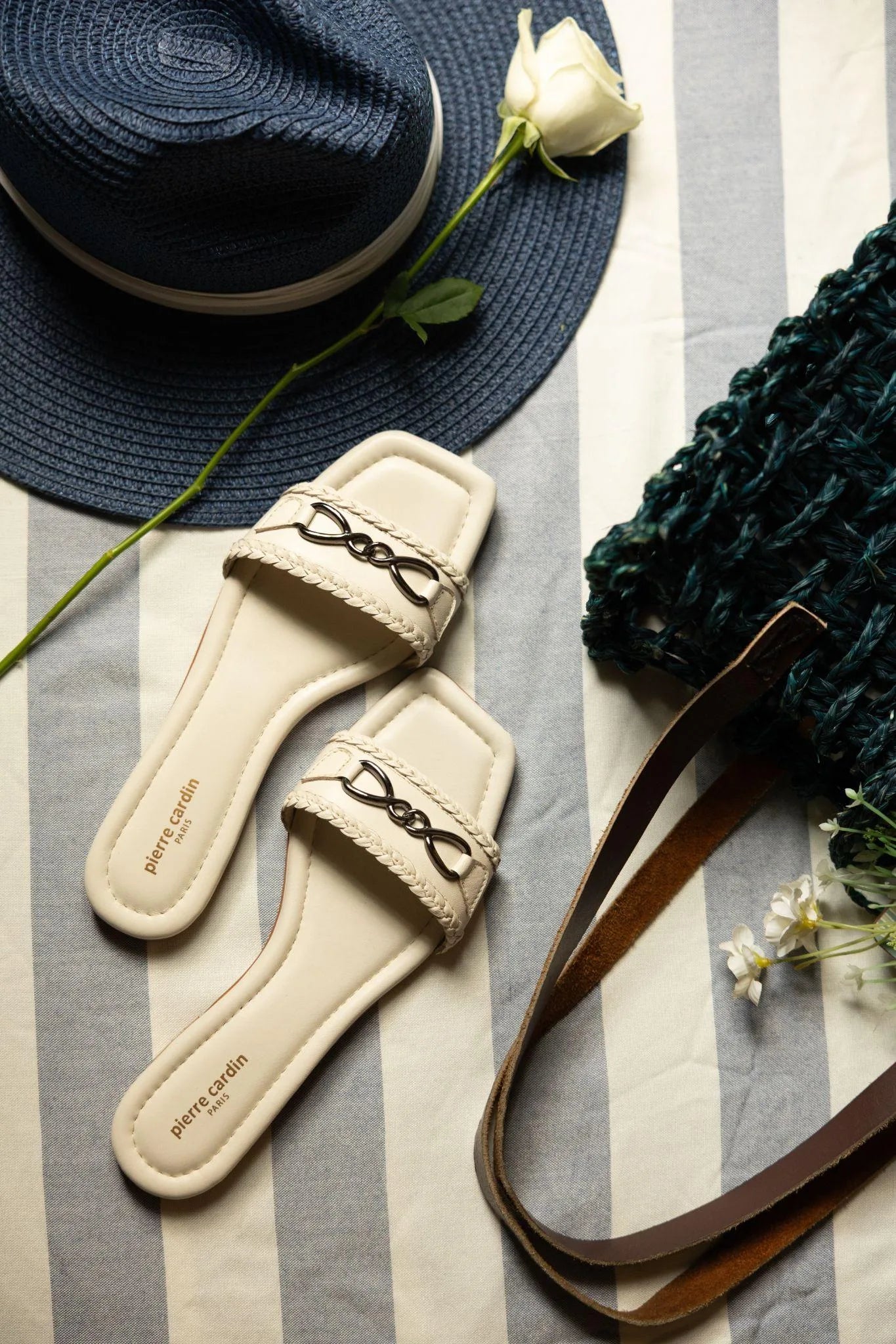 Pierre Cardin Paris genuine leather slides for summer