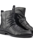 Colette Gathered Black Ankle Boot