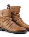 Colette Gathered Tan Ankle Boot