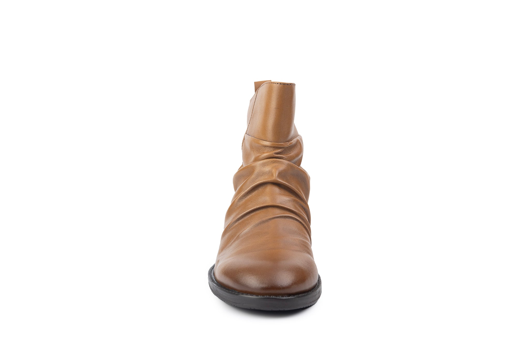 Colette Gathered Tan Ankle Boot