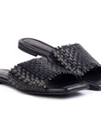 Lyon Black Weaved Slide