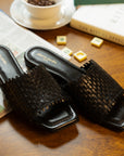 Lyon Black Weaved Slide