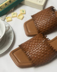 Lyon Tan Weaved Slide
