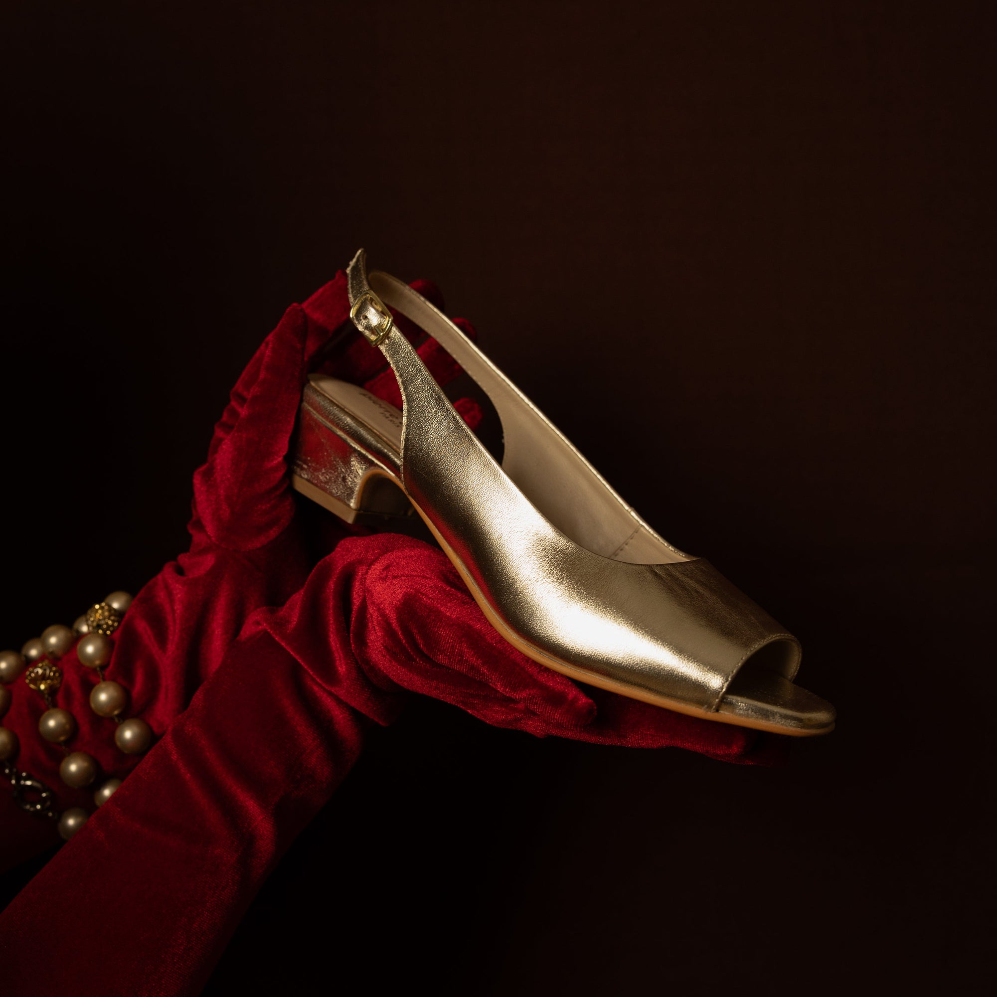 Aether Gold Open-toe Slingback