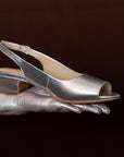 Aether Silver Open-toe Slingback