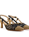 Prague Ebony-Gold Leather Slingback