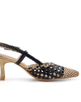 Prague Ebony-Gold Leather Slingback