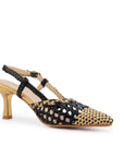 Prague Ebony-Gold Leather Slingback
