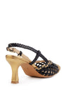 Prague Ebony-Gold Leather Slingback