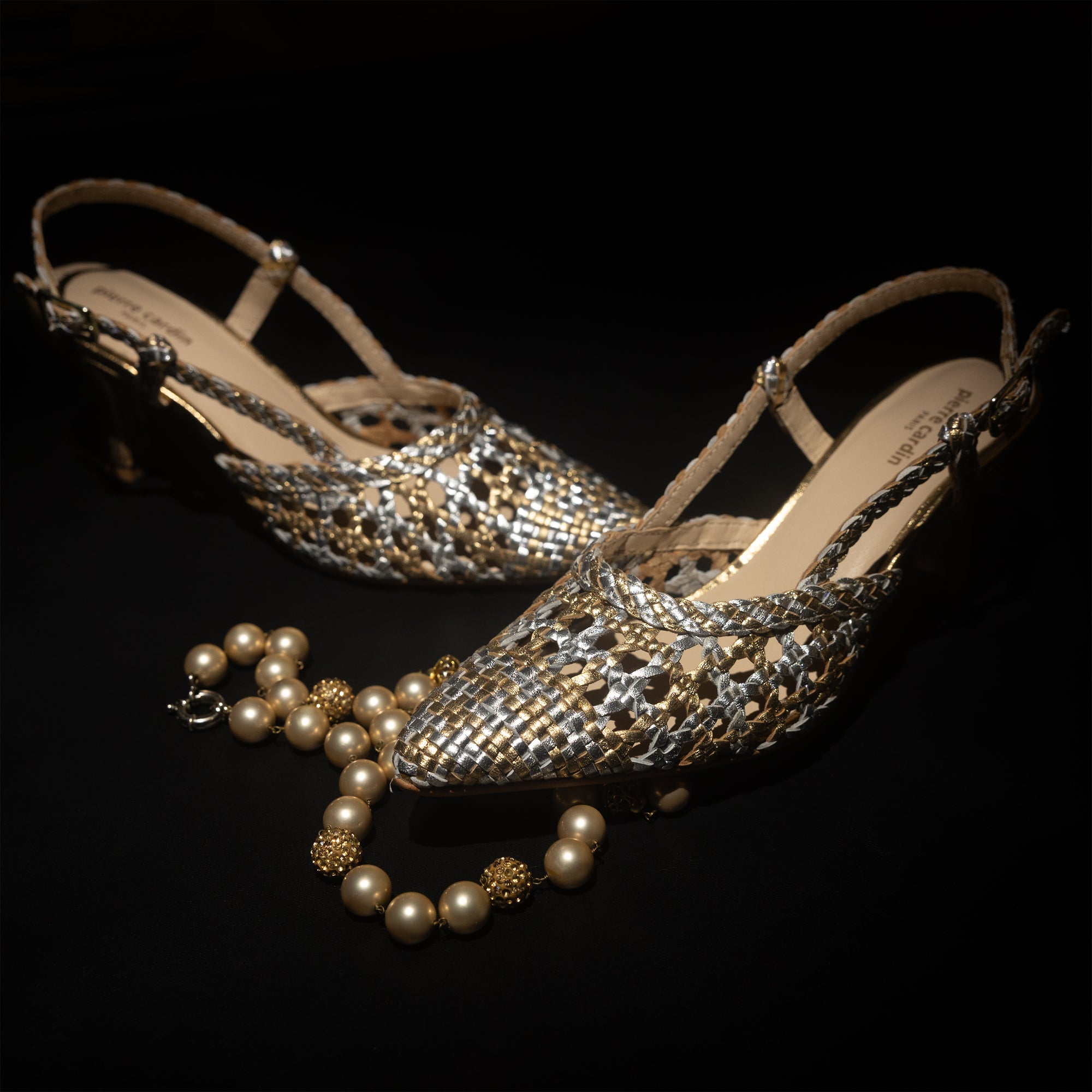 Prague Silver-Gold Leather Slingback