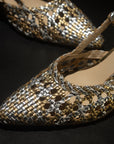Prague Silver-Gold Leather Slingback