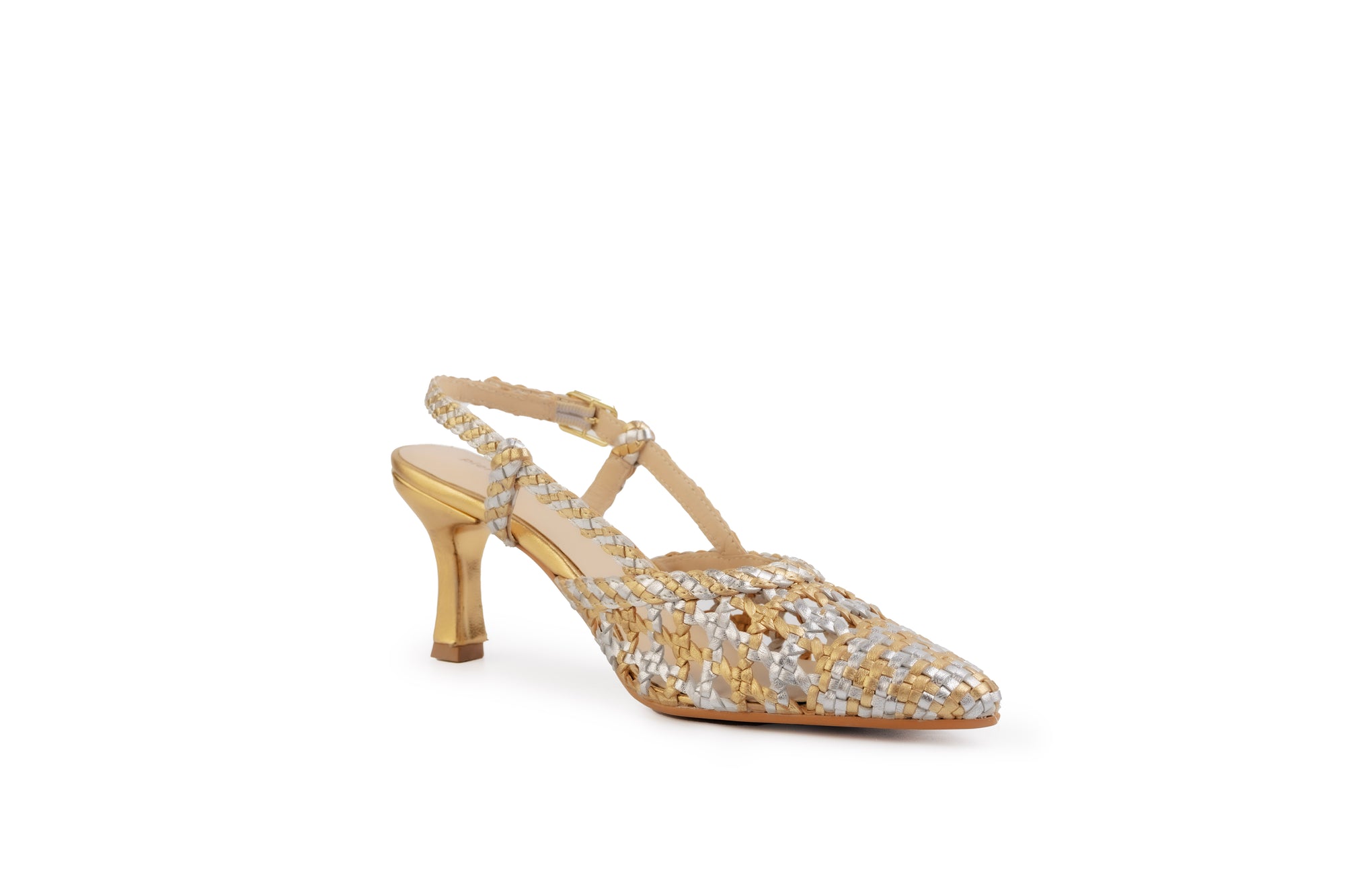 Prague Silver-Gold Leather Slingback