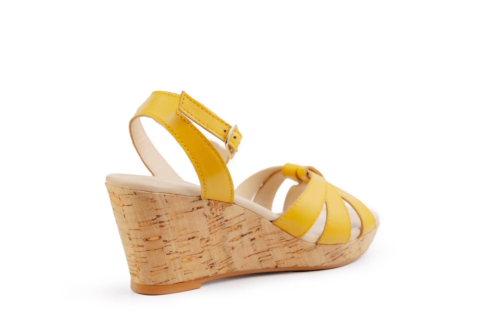 Madellin Yellow Knotted Leather Platform